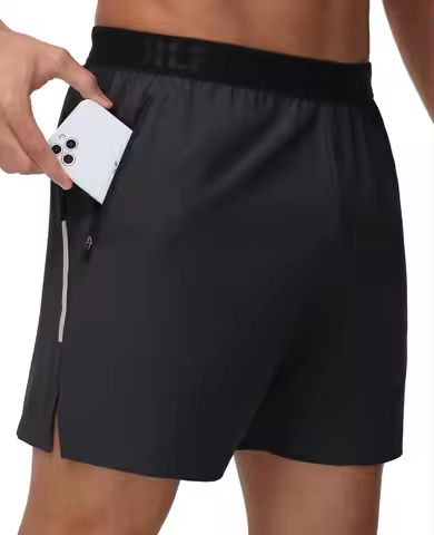 Men's 5 inch Athletic Running Shorts with Zipper Pockets Lightweight Quick Dry Workout Gym Shorts fo