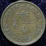 1965 Hong Kong 10cents Queen Elizabeth The Second 1965 香港1毫舊硬幣 英女王伊麗莎白二世 (女頭大一毫銅幣) 隨機出貨https://carou