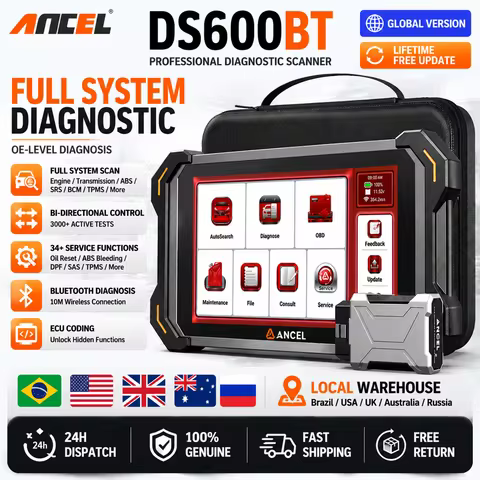 ANCEL DS600BT OBD2 Scanner All System Bidirectional Diagnostic Tool 34 Resets ECU Coding Professiona