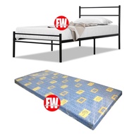Single Metal Bed Frame + 4 inch Foam Mattress