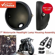 Motorcycle Headlight 7-Inch Retro Bucket Modified Headlight Base LED Headlamp Parts Shell Round Hous