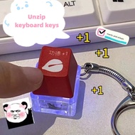 Merit Decompression Keychain Pendant Small Red Book Decompression Keyboard Glow Keycap Disk Cyberpunk