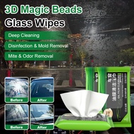 【Instant Oil Film Removal】3D Abrasive Car Glass Cleaner Wipes / Windshield Oil Film Remover / Water 