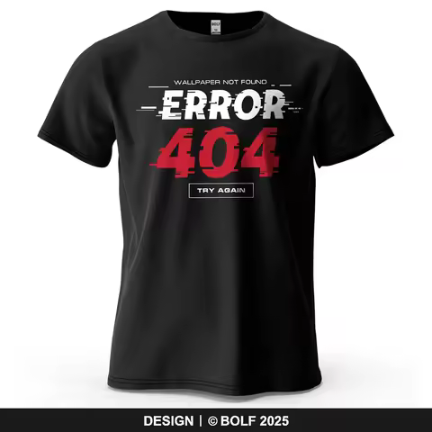 Error 404 Wallpaper Not Found Printed Men's T-Shirt 100% Cotton Oversized Glitch Art Graphic Tees fo