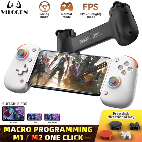 D8Pro Tablet RGB Gaming Controller FPS Mobile Gamepad For Android IOS PS4 Switch PC Hall Trigger Joy