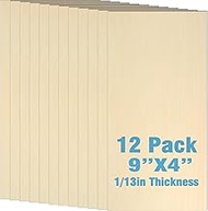 12 Pack Unfinished Basswood Sheets for Crafts 4 x 9 x 1/13 Inch Squares Thick Plywood Wood for Craft