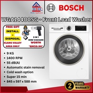 【Free Install】Bosch Series Series 4 | WGA14400SG | 9 KG | Front Load Washer | Cold Wash | Stain Remo