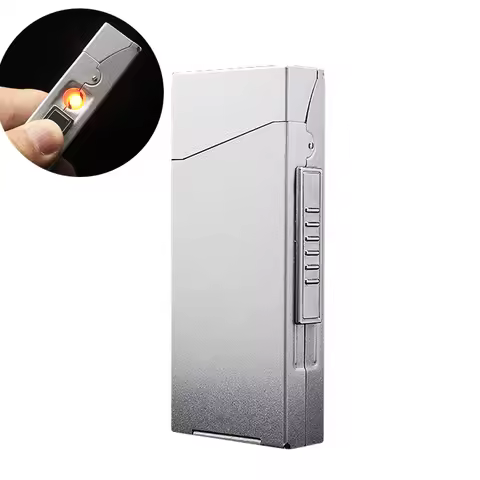 5.2mm Women Aluminum Slim Cigarette Case Box With Smoking Lighter Usb Rechargeable,Size 104mm*40mm*1