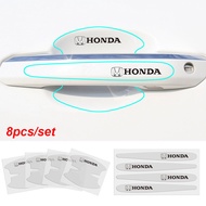 8Pcs/Set Anti-scratch Invisible Car Door Bowl Stickers Auto Door Handle Transparent Protection Film Decals Accessories for Honda Accord City Civic Odyssey HRV CRV Jazz Vezel Vision