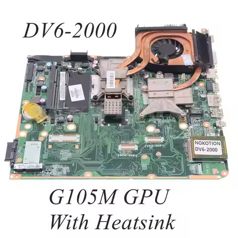 580976-001 600816-001 for HP Pavilion DV6-2000 Motherboard G105M with heatsink Instead Of 571188-001