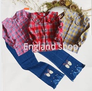 ES-226 One Set Baju Setelan Jeans Anak Perempuan Import Usia 5 6 7 8 9 10 11 12 tahun