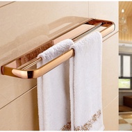 Rose Gold Brass Square Bathroom Towel Rack Wall Mount Double Rail Towel Bar Holder Uba866