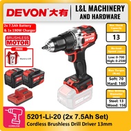 DEVON 5201-Li-20 20V Brushless Cordless Drill Driver 13mm (1/2")