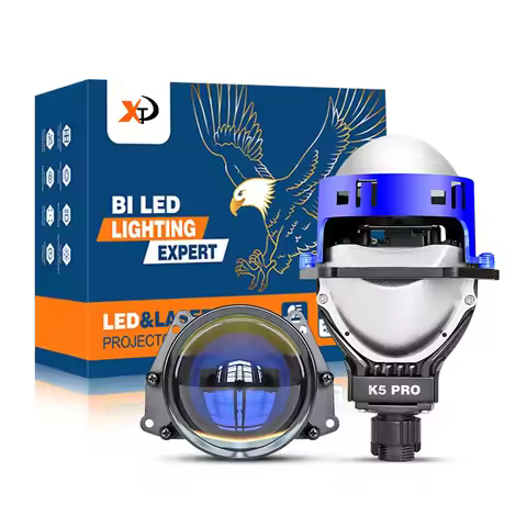 New K5PRO 3 Inch Bi LED Projector Headlights with Halo Ring, Laser Effect, 65W/130W No Damage Car LE