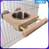 [Etekaxa] Bird Feeder Wood Stand Bird Cage Feeder Bowl for Parakeets Cage Accessories