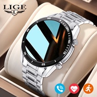 LIGE Original Men Smart Watch Full touch screen Bluetooth Call Fashion Sports Bracelet Stainless Steel Health Monitoring Waterproof + Box