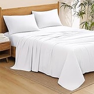 4 Piece Sheet Set 48" x 75" (Three Quarter) Size White Solid - 100% Egyptian Cotton, 600-Thread-Coun