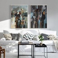 ART。DECO 現代創意裝飾畫油畫客廳三聯抽象藝術掛畫簡約沙發背景牆壁畫海灣(3款可選)