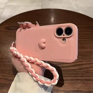 3d heart-shaped pink wrist chain Compatible  for Iphone 17  15promax 15 15 pro 14promax 13 pro max 1