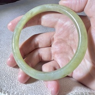 010 LUCK 保平安 62-63mm 天然岫玉水晶玉石手镯 Natural Serpentine Jade Bangle