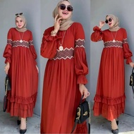 Priskila Cell FUJITA DRESS BP Bahan CERUTY LD 110 CM Gamis Wanita Dewasa Simple Dres Midi Wanita Ter