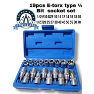 19pcs E-torx type ½ bet socket set