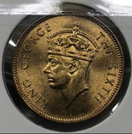8a.32香港一毫 1948年【爆光靚品--超強車輪轉光/人像及字體清晰】【戰後初期 英皇喬治六世】 香港舊版錢幣・硬幣 $350