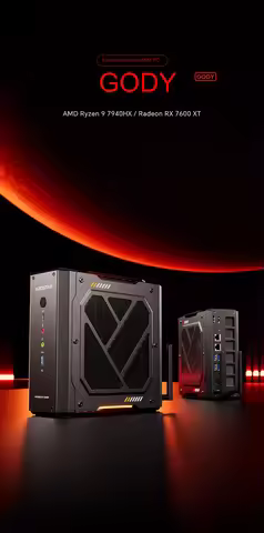 Newest AOOSTAR GODY Gaming Mini PC AMD R9 7940HX 2xDDR5 PCIE4.0 RX 7600XT Dedicated Desktop Computer