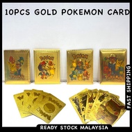 【Hantar Cepat】10PCS Pokemon Card Metal Gold Cards Game Battle Games Collection Toys Kids Boys Pikach