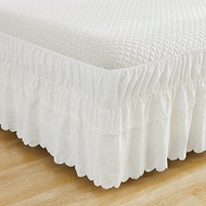 1pc White Elegant Lace Cottagecore Bed Skirt Soft Microfiber & Easy Set-Up Bed Skirt For Bedroom Dec