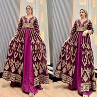 Hindi Embroidery Liskana Women's Gamis Ceruty Rayon 7 Sleeves/8 Mayung Slit Busui