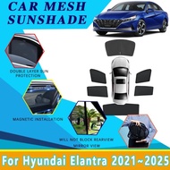New

 Car Mesh Sun Shades For Hyundai Elantra CN7 i30 Sedan 2021~2025 Magnetic Sunshade Windshield S