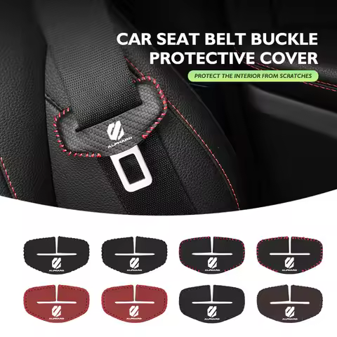 For Toyota Car Seat Belt Buckle Cover Leather Protector Anti-collision Case Supra Prado Alphard Vell