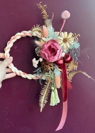 注連繩 新年掛飾 粉色系 乾燥花飾 掛飾 新年佈置 新年花禮 永生