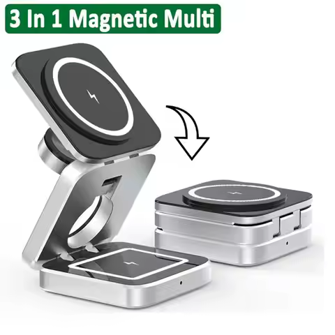 3 In 1 Magnetic Wireless Charger Stand Pad for iPone 15 14 13 12 Pro Max Airpods Pro iWatch 8 7 6 Fa