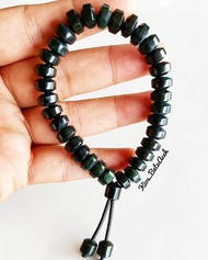 Gelang Tasbih Batu Giok Hitam Black Jade Original Asli Aceh Tabung 33 Butir