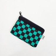 【綠黑格-黑】 日系感!! 鬼滅風 格子 零錢包 拉鏈袋 交換禮物