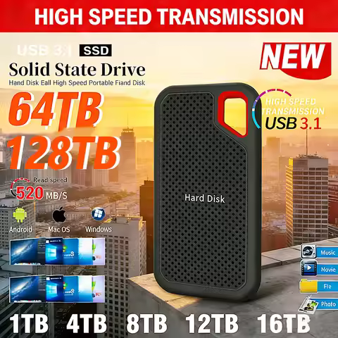 High-speed External Hd 2TB High-quality Hard Drive 128TB 64TB Portable SSD USB3.1 Solid State Disk f