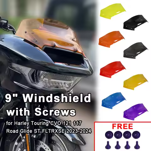 Motorcycle Accessories 9"Wave Windshield Colorful Windscreen Screws for Harley Touring CVO 121 117 R