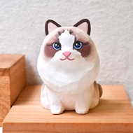可愛布偶貓 長毛貓 貓咪 手工木製療癒小木雕公仔 擺飾