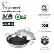 La gourmet Galactic Honeycomb 32/36cm Wok with Stainless Steel Cover (Induction)