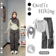 Marsya 3In1 One Set Sports (Bella Square + Jacket + Pants) Hiking Outfit Latest - FS88