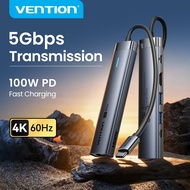 Vention 6 IN 1 USB C Hub Ethernet RJ45 USB 3.0 HDMI 4K60Hz PD100W Adapter MacBook Air Dell MSI iPad 