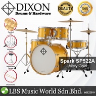 Dixon Spark SP522AMGD Drum Set Complete Standard 5 Piece Drum Kit Bundle Misty Gold