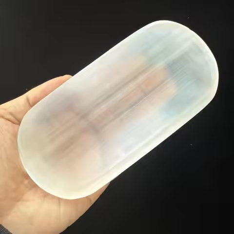 Natural Selenite Bowl White Gypsum Crystal Stone Reiki Healing Moroccan Mineral Specimen Craft Home 