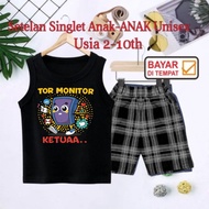 UNISEX CHILDREN'S SINGLET SET WITH POCKET PANTS FOR AGES 2-10 YEARS (OLD-IN-LAW MONITOR TRACTOR) CHI