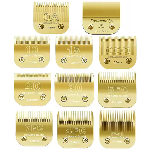 7FC/5FC/4FC/#10/#15/#30/#40 Detachable Pet Dog Clipper Ceramic Pro Blades Set For Andis,Oster A5,Wah