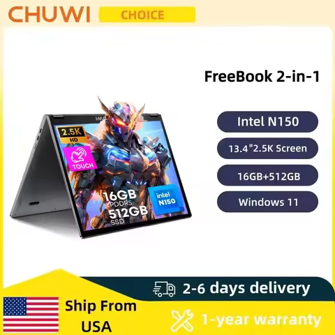 CHUWI FreeBook 2-in-1 Laptop IntelN150 13.4'' Touch 2.5K Screen 16GB LPDDR5 RAM 512GB SSD WiFi6 BT5.