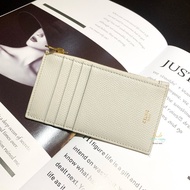 Celine 賽琳 米白色 全皮 扁式 拉鏈袋 零錢包 卡片包 卡包