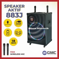 Speaker Portable GMC 899K 15 Inch Bluetooth Xbass 2 Mic Wireless-uhf-original